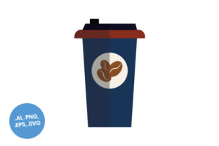 Blue Coffee Cup Flat Icon Graphics and Icons