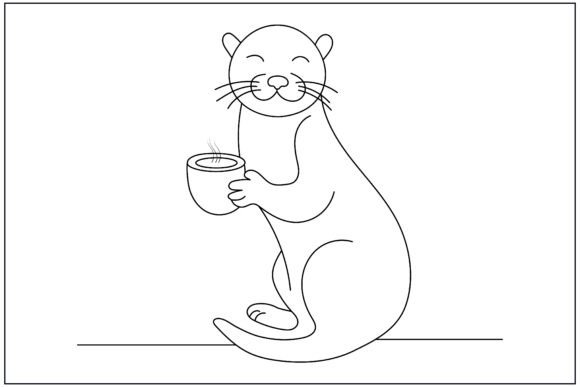 Coffee Otter Line Art Graphics