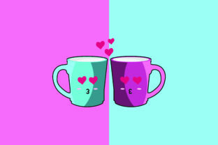 Couple Cup Kawaii Cute Illustration Graphics