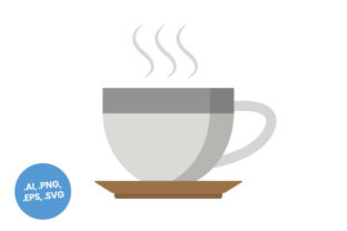 Dark Grey Coffee Cup Flat Icon Graphics