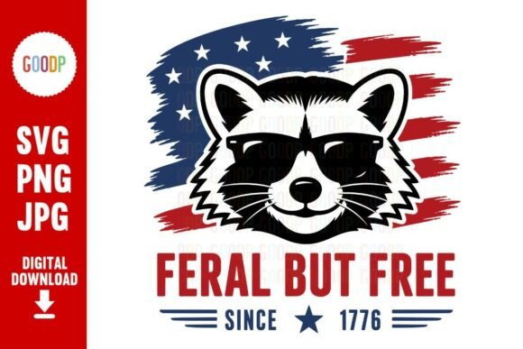 Feral but Free Raccoon USA SVG Graphics