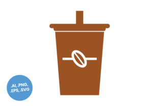 Flat Brown Coffee Cup Flat Icon Graphics and Icons