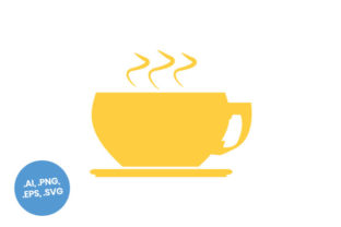 Flat Yellow Coffee Cup Flat Icon