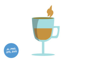 Glass Coffee Cup Flat Icon Graphics and Icons
