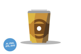 Gold Coffee Cup Flat Icon: Graphics and Icons for Digital Sellers