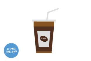 Ice Coffee Cup Flat Icon: Graphics and Icons for Modern Design