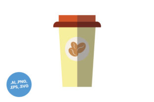 Light Yellow Coffee Cup Flat Icon: Graphics and Icons for Creative Publishing