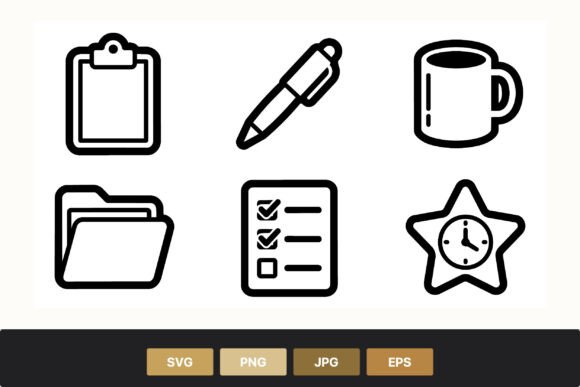 Office Icons Vector Clipart Set: Graphics for Editorial & Web Design