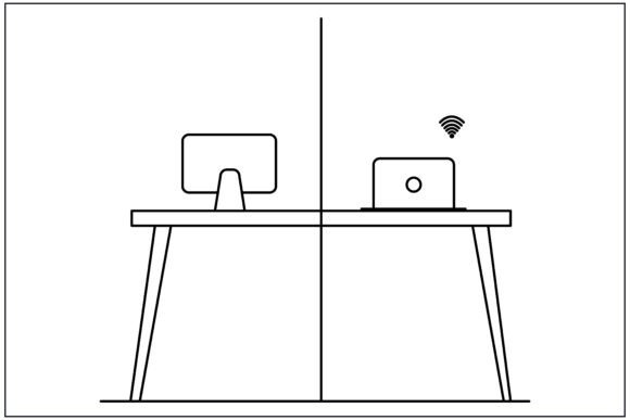 Office Vs Remote Work Comparison Line Graphics