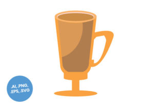 Orange Coffee Cup Flat Icon Graphics and Icons