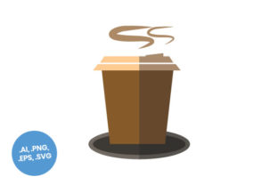 Paper Coffee Cup Brown Flat Icon: Graphics and Icons for Creative Design