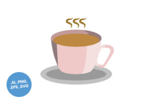 Pink Coffee Cup Flat Icon Graphics and Icons