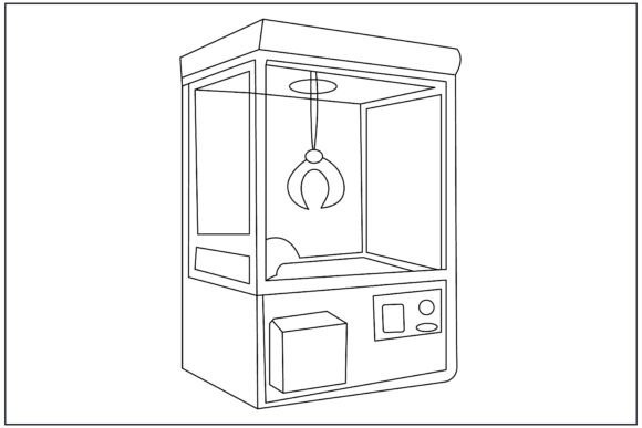Prize Claw Machine Line Art Graphics