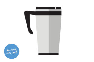 Silver Coffee Tumbler Flat Icon Graphics