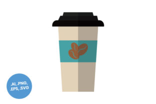 Teal Coffee Cup Flat Icon Graphics