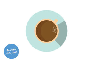 Top View Coffee Cup Flat Icon: Graphics and Icons for Creative Design