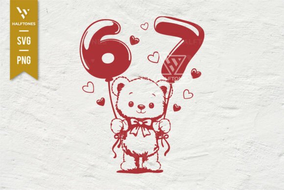 Vintage 67 Valentines Bear SVG PNG Graphics