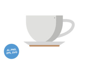 White Coffee Cup Flat Icon Graphics